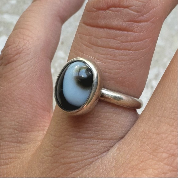 Agate Sterling Silver Vintage Bezel Ring - Picture 10 of 13